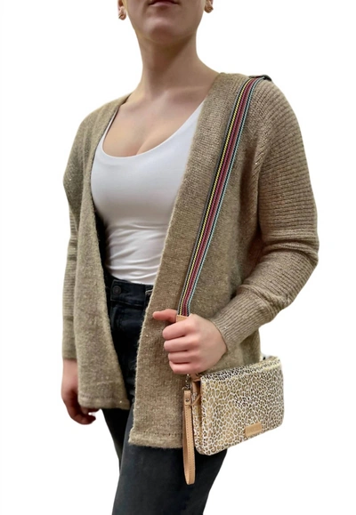 Shop Be Cool Glittered Knit Cardigan In Gold Metallic