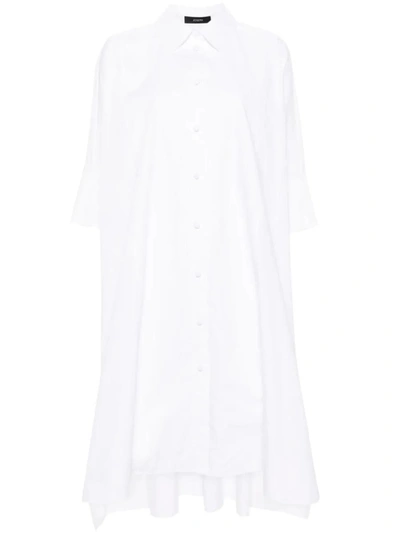 Joseph Dania Midi Dress With Button Placket And Side Slits In White
