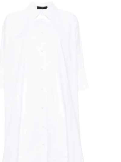 Joseph Dania Midi Dress With Button Placket And Side Slits In White