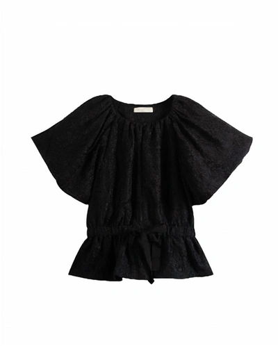 Shop Ulla Johnson Women's Mirabelle Jacquard Short Sleeve Puff Top In Noir In Black
