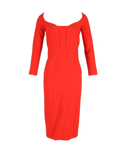 Shop Roland Mouret Ardon Midi Dress In Red Polyester Viscose