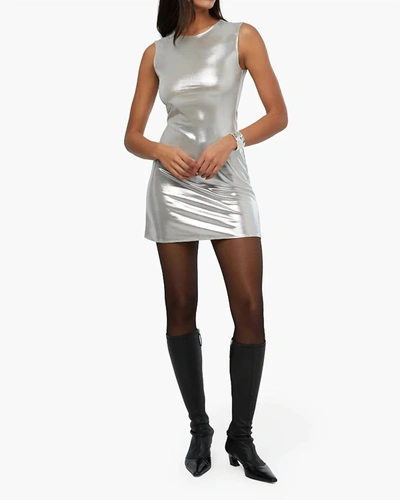 Shop Weworewhat Muscle Tank Mini Dress In Silver