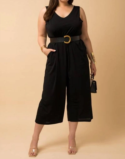 Shop Gilli Sleeveless V-neck Pocket Wrap Back Jumpsuit In Black
