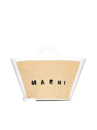 Shop Marni Bags In Sand Storm/lily White