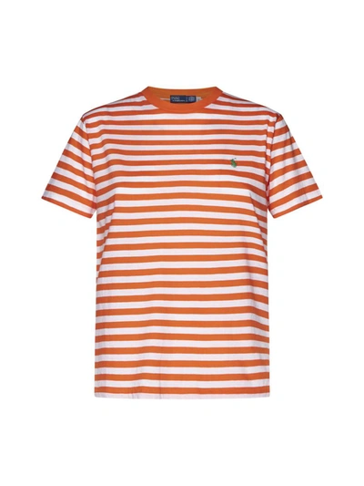 Shop Polo Ralph Lauren T-shirts And Polos In Orange/white