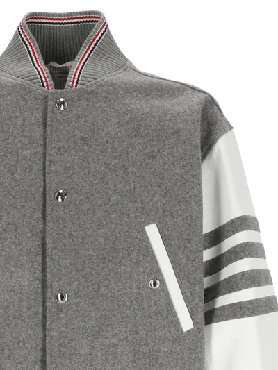 Shop Thom Browne Jackets In Med Grey