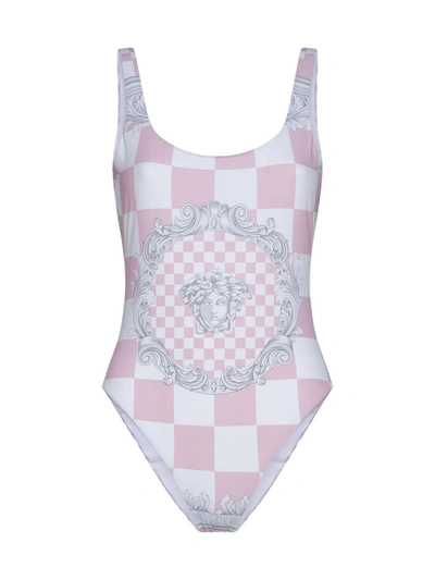 Shop Versace Underwear Sea Clothing In Pastel Pink + White + Silver