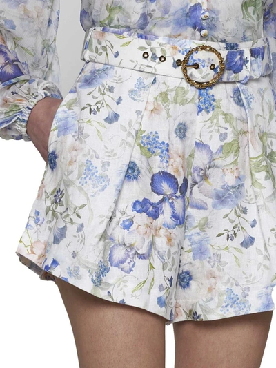 Shop Zimmermann Shorts In Blue Garden Print