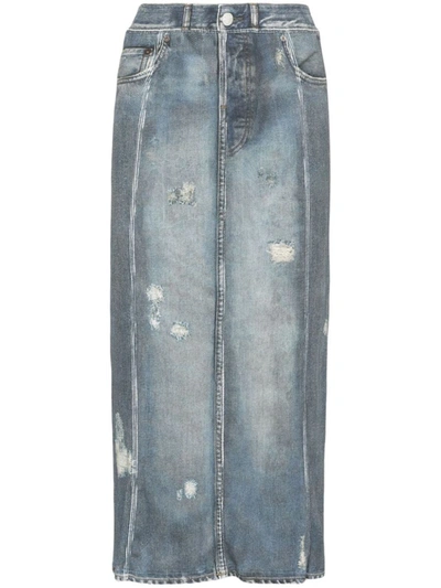 Shop Acne Studios Denim Cotton Skirt In Clear Blue