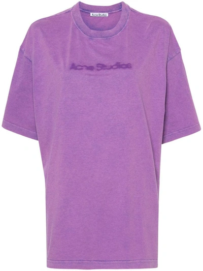 Shop Acne Studios Logo Cotton T-shirt In Lilac