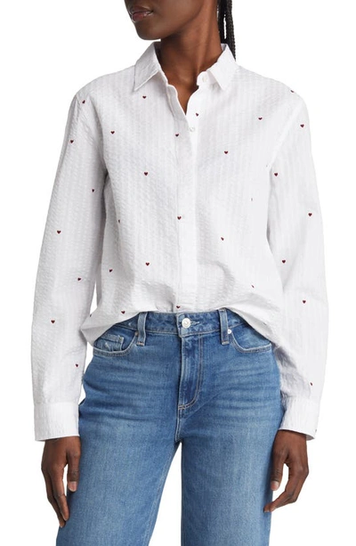 Shop Rails Taylor Seersucker Embroidered Hearts Button-up Cotton Shirt