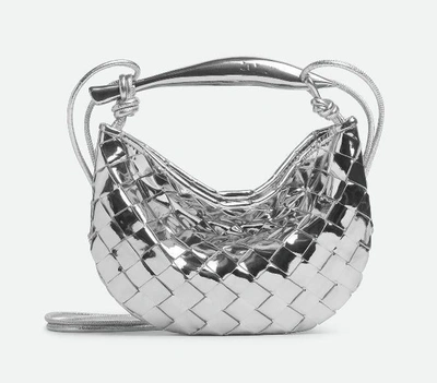 Shop Bottega Veneta "mini Sardine" Handbag In Mirror Laminated Lambskin In Silver