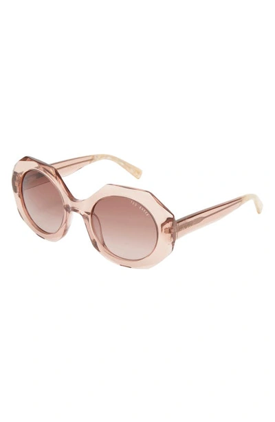 Shop Ted Baker 51mm Round Sunglasses In Blush Crystal