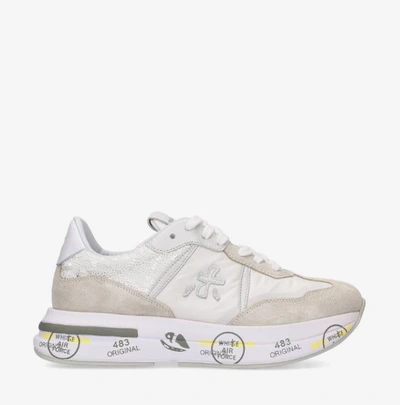 Shop Premiata Sneakers In Grey/white