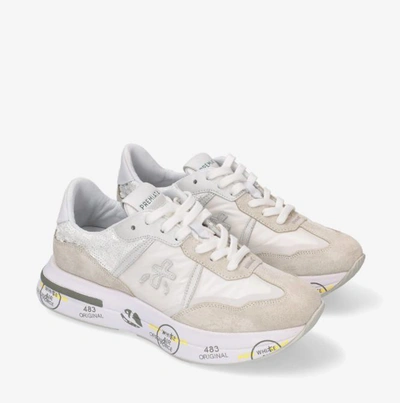 Shop Premiata Sneakers In Grey/white