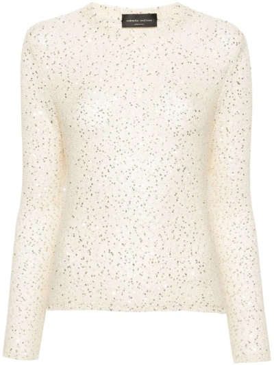 Shop Roberto Collina Sequin Sweater Clothing In Nude & Neutrals