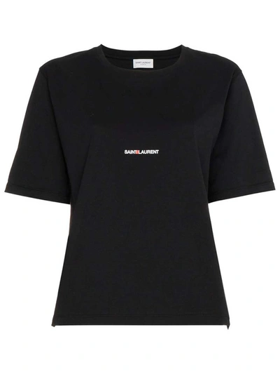 Shop Saint Laurent Logo Print T-shirt Clothing In Black