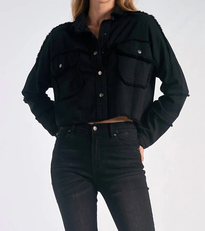 Shop Elan Women's Cropped Rock And Love Jacket In Black