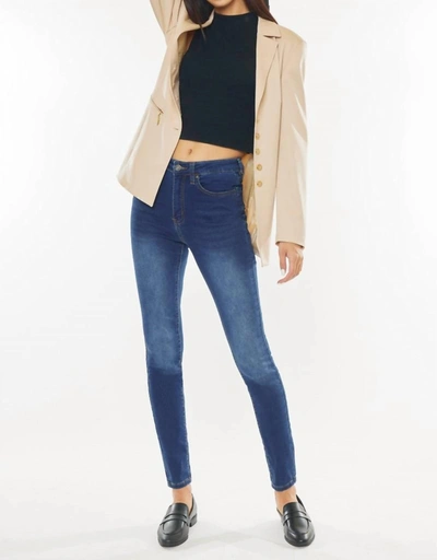Shop Kancan Vanessa High Rise Super Skinny Jeans In Medium Stone Wash In Blue