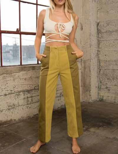 Shop Papermoon Danielle Split Panel Pants In Lime In Yellow