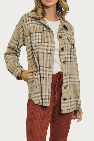 Shop J.nna Checked Wool-blend Shirt-jacket In Brown In Beige