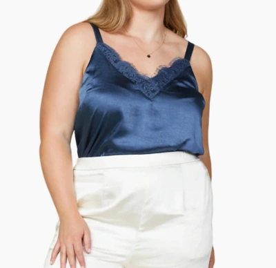 Shop Skies Are Blue Lace Detail Cami In Smokey Blue
