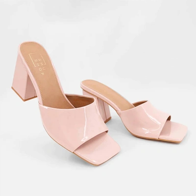 Shop Shu Shop The Gillian Patent Leather Block Heels In Nude In Pink