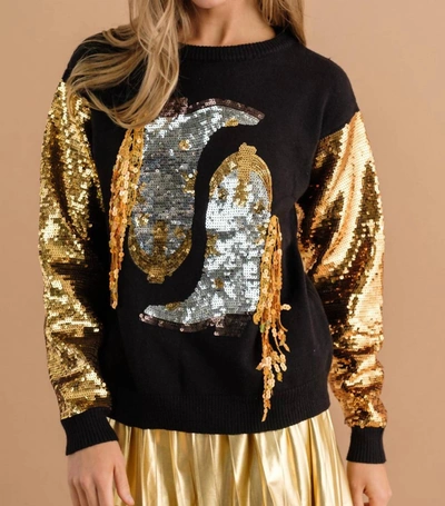 Shop Blue B Who's Bad Sweater In Black In Gold