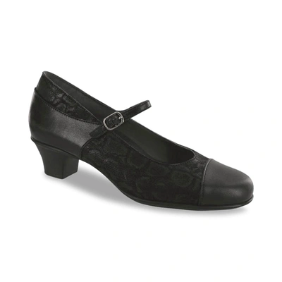 Sas Isabel Mary Jane Shoes - Medium In Black/snake In Black