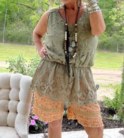 Jaded Gypsy Dream Weaver Tunic Top In Olive In Beige