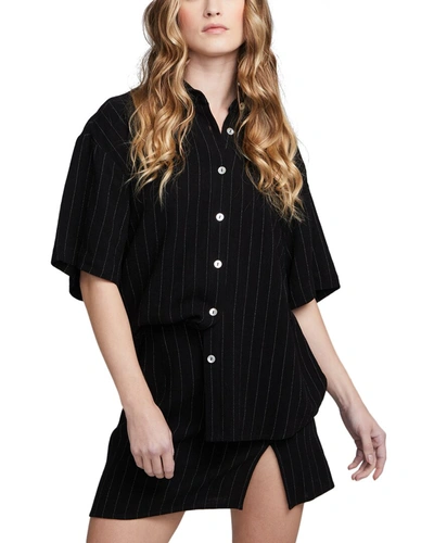 Shop Chaser Beverly Linen-blend Top In Black