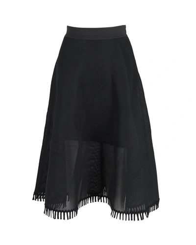 Shop Dkny Mesh Midi Skirt In Black Polyester