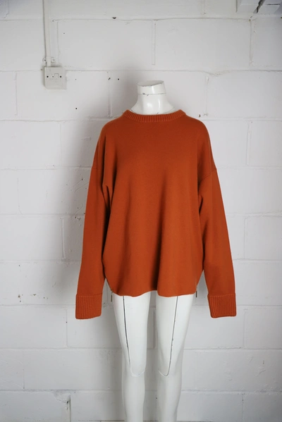 Shop Jason Wu Side-up Crewneck Sweater In Orange Cashmere