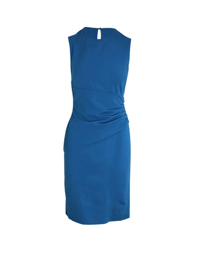Shop Diane Von Furstenberg Sleeveless Side Drape Dress In Blue Viscose