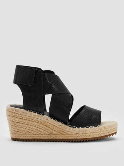 Shop Eileen Fisher Women's Willow Wedge In Black Tumbled Leather In Multi