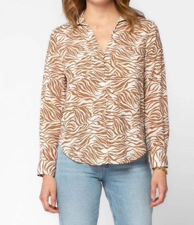 Shop Velvet Heart Eleni Shirt In Ecru Zebra In Beige