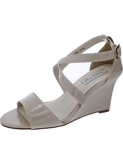 Shop Touch Ups Jenna Womens Patent Strappy Wedge Sandals In Grey