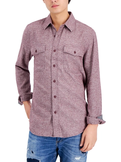 Shop Sun + Stone Mens Cotton Collared Button-down Shirt In Purple