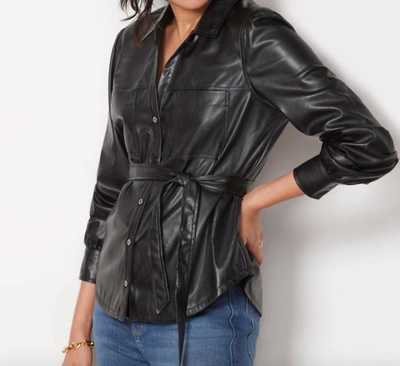 Paige Belize Vegan Leather Shacket In Black In Black