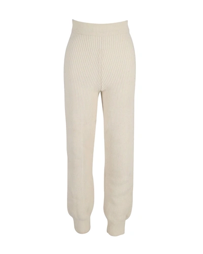 Shop The Frankie Shop Ribbed Track Pants In White Wool In Beige