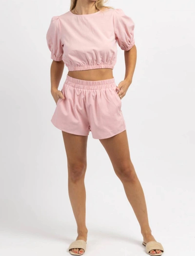Day + Moon Barcelona Linen Short Set In Pink In Pink