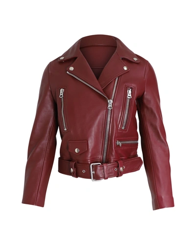 Shop Acne Studios Biker Jacket In Red Leather