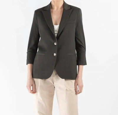 Shop Twp Boyfriend Blazer In Military In Black