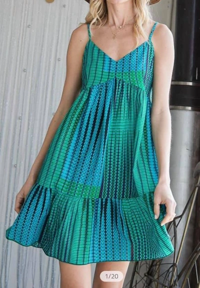 Shop Bucketlist Caribbean Dress In Geometric Print In Green