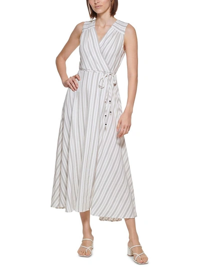 Shop Calvin Klein Womens Striped Long Maxi Dress In Multi
