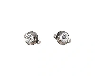 Shop Tiffany & Co Diamond Stud Earrings In White Gold Metal In Silver