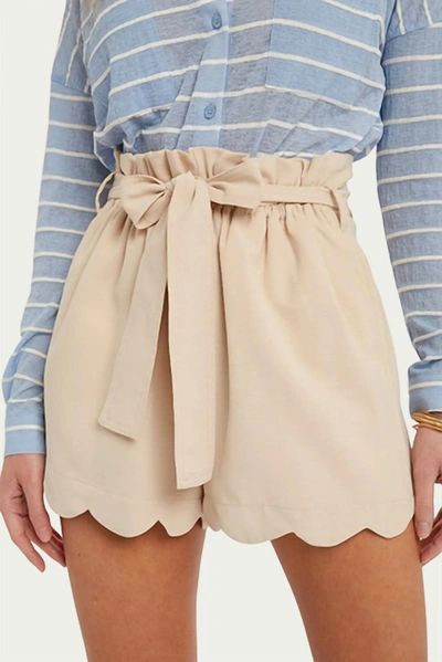 Shop Bluivy High-waisted Scallop Trim Shorts In Ecru In Beige
