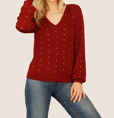 Shop Daniel Rainn Zaria Polka-dot Pullover Sweater In Deep Burgundy In Red