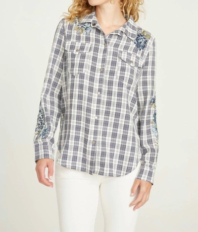 Shop Driftwood Lana Shirt In Navy Plaid In Blue
