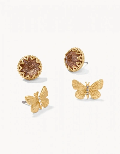 Shop Spartina 449 Monarch Stud Earring Set In Gold In Silver